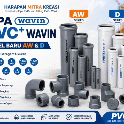 Pipa PVC+ Wavin tipe AW dan D berbagai ukuran beserta fitting dari Harapan Mitra Kreasi